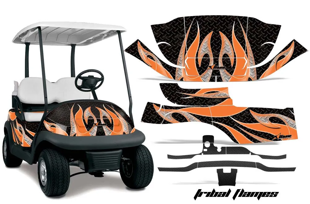 Club Car Precedent I2 Golf Cart Graphic Kit - 2004-2017 Tribal Flames Orange