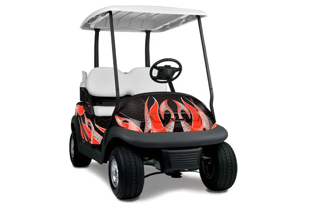 Club Car Precedent I2 Golf Cart Graphic Kit - 2004-2017 Tribal Flames Red