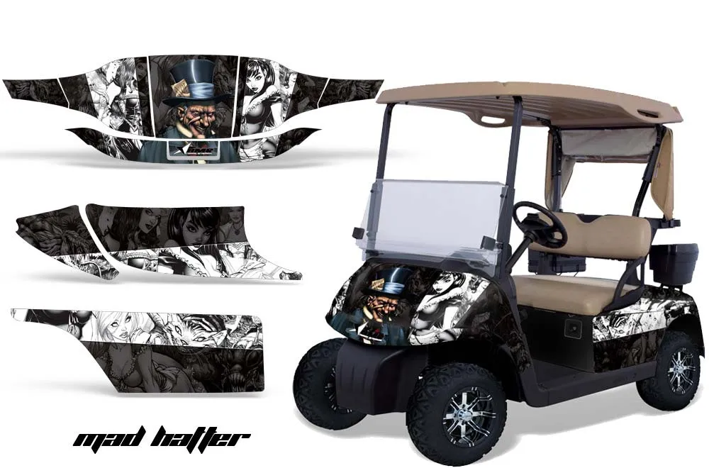 EZ-GO TXT Golf Cart Graphic Kit - 1994-2013 Mad Hatter Black