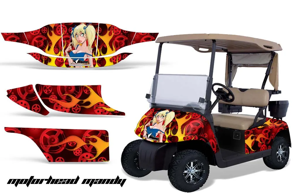 EZ-GO TXT Golf Cart Graphic Kit - 1994-2013 Motorhead Mandy Red