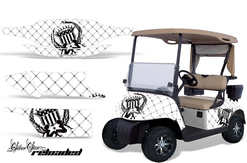 EZ-GO TXT Golf Cart Graphic Kit - 1994-2013 Silver Star - Reloaded White