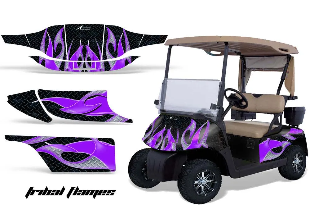 EZ-GO TXT Golf Cart Graphic Kit - 1994-2013 Tribal Flames Purple