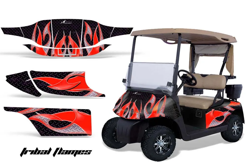 EZ-GO TXT Golf Cart Graphic Kit - 1994-2013 Tribal Flames Red