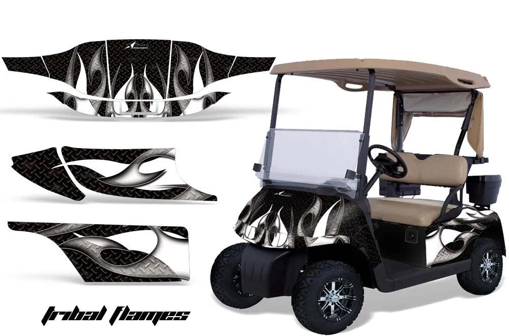 EZ-GO TXT Golf Cart Graphic Kit - 1994-2013 Tribal Flames White