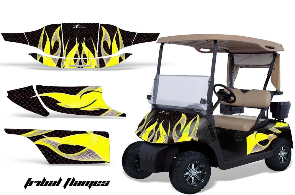 EZ-GO TXT Golf Cart Graphic Kit - 1994-2013 Tribal Flames Yellow