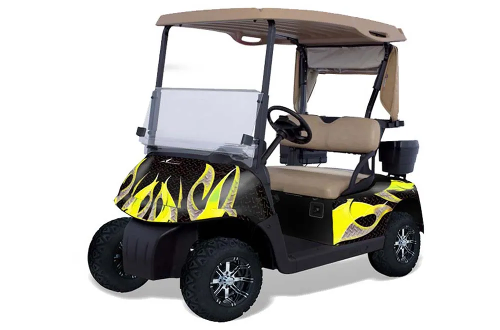 EZ-GO TXT Golf Cart Graphic Kit - 1994-2013 Tribal Flames Yellow
