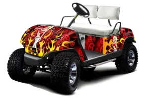 Yamaha G-Series Golf Cart Graphic Kit - 1995-2006 Motorhead Mandy Red
