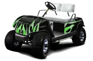 Yamaha G-Series Golf Cart Graphic Kit - 1995-2006 Tribal Flames Black