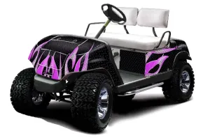 Yamaha G-Series Golf Cart Graphic Kit - 1995-2006 Tribal Flames Pink
