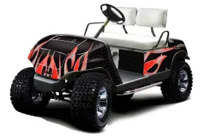 Yamaha G-Series Golf Cart Graphic Kit - 1995-2006 Tribal Flames Red