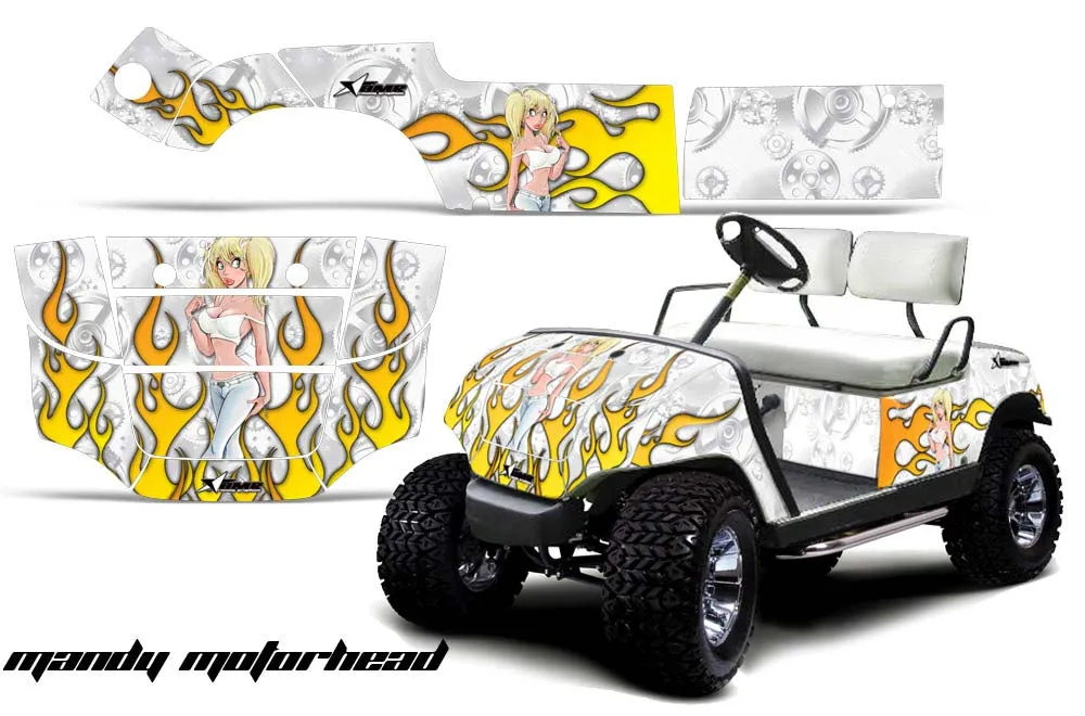 Yamaha G-Series Golf Cart Graphic Kit - 1995-2006 Motorhead Mandy White