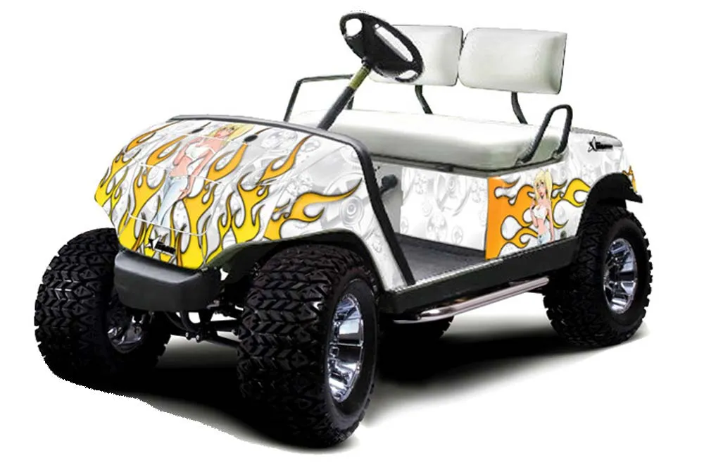 Yamaha G-Series Golf Cart Graphic Kit - 1995-2006 Motorhead Mandy White