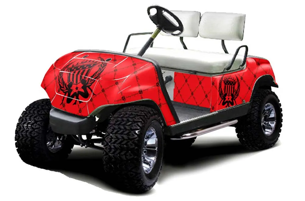 Yamaha G-Series Golf Cart Graphic Kit - 1995-2006 Silver Star Red