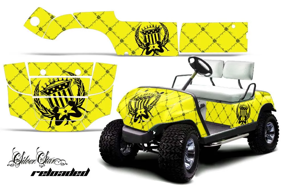 Yamaha G-Series Golf Cart Graphic Kit - 1995-2006 Silver Star Yellow