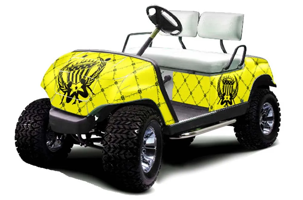 Yamaha G-Series Golf Cart Graphic Kit - 1995-2006 Silver Star Yellow