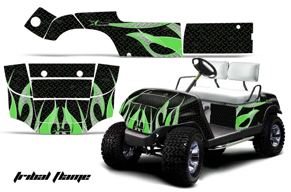Yamaha G-Series Golf Cart Graphic Kit - 1995-2006 Tribal Flames Black