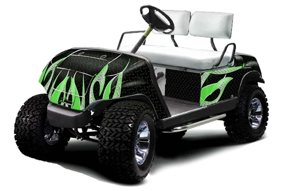 Yamaha G-Series Golf Cart Graphic Kit - 1995-2006 Tribal Flames Black