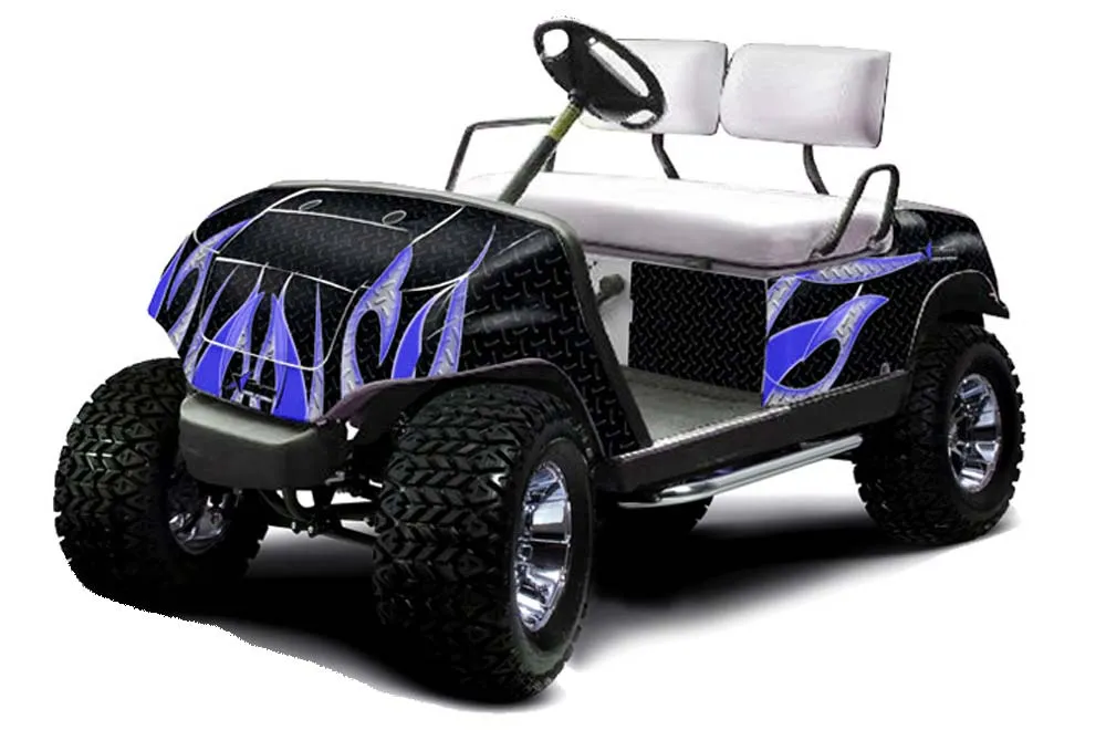 Yamaha G-Series Golf Cart Graphic Kit - 1995-2006 Tribal Flames Blue
