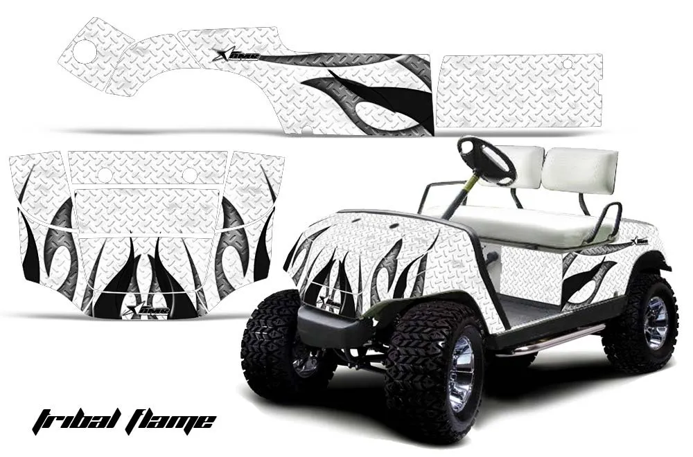 Yamaha G-Series Golf Cart Graphic Kit - 1995-2006 Tribal Flames White