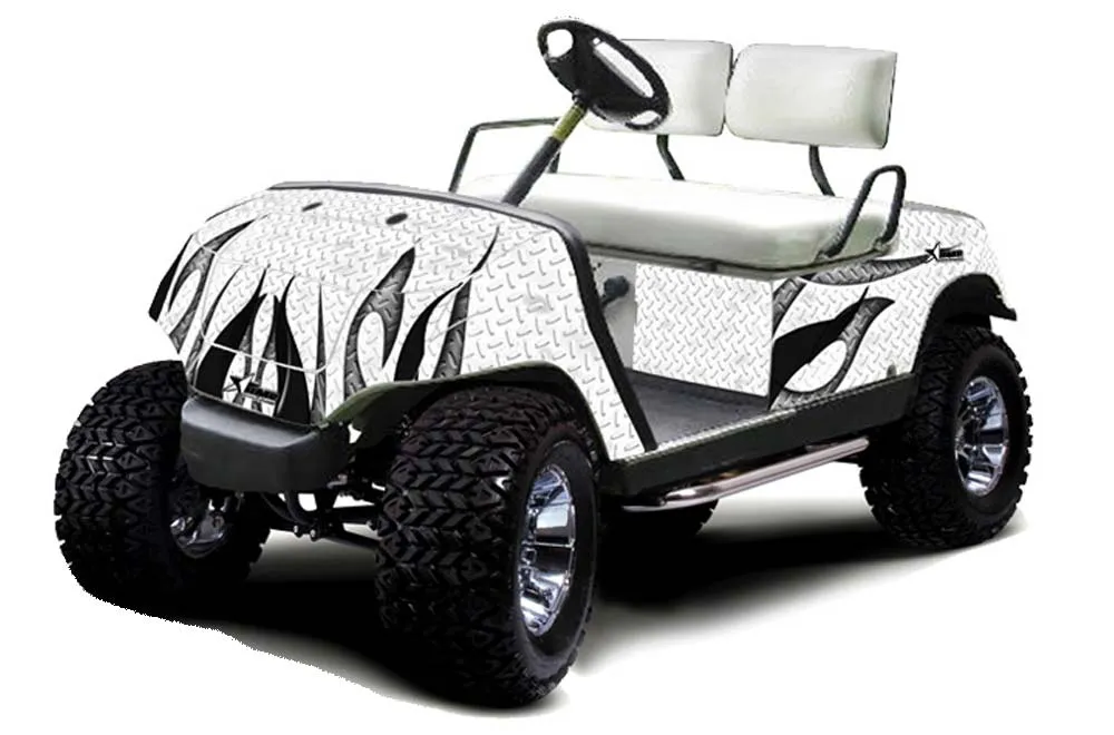 Yamaha G-Series Golf Cart Graphic Kit - 1995-2006 Tribal Flames White