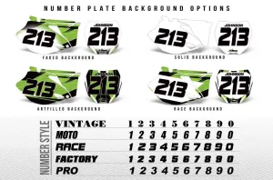 Number plate graphics: background options and number styles
