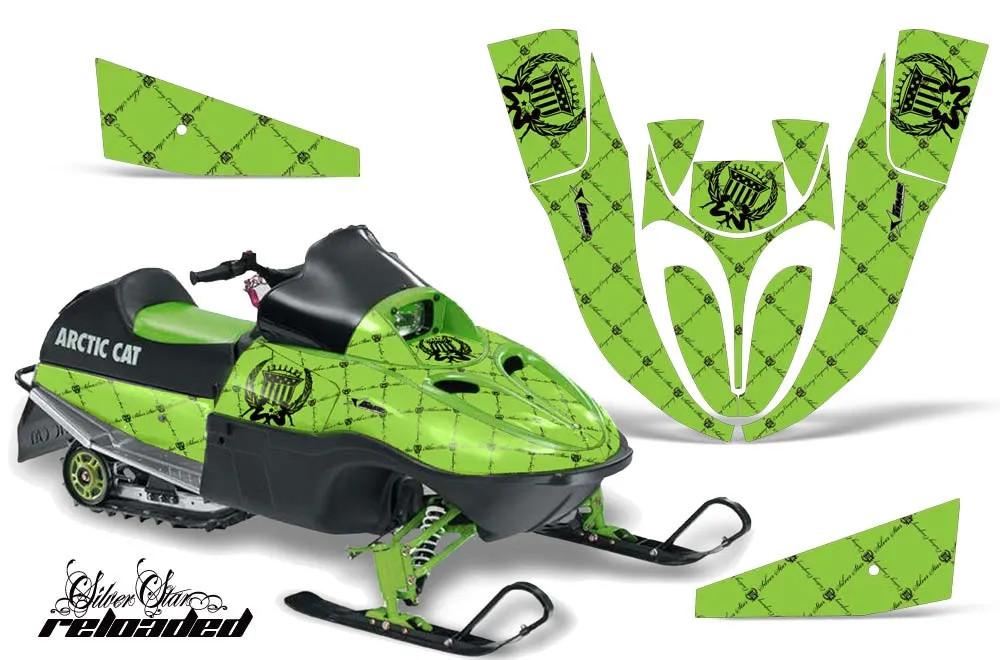 Arctic Cat 120 Sno Pro Youth Sled Graphic Kit - All Years Silver Star - Reloaded Black