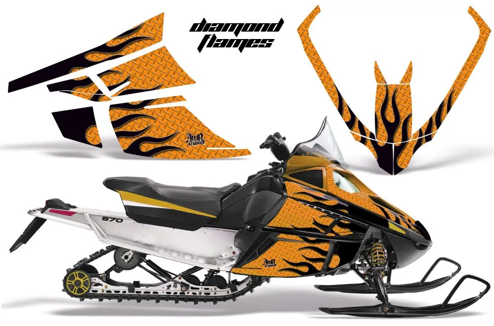 Arctic Cat F Z1 Series Sled Graphic Kit - All Years Diamond Flames Orange