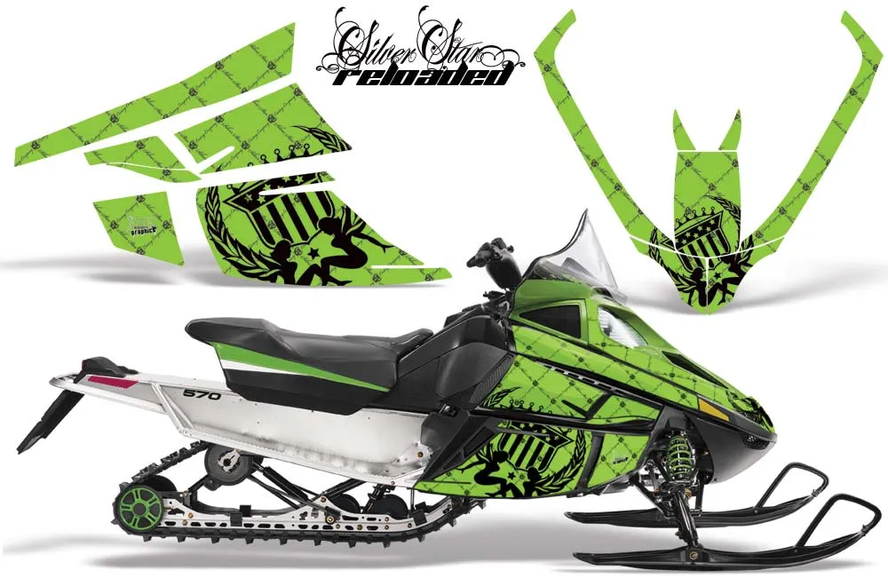 Arctic Cat F Z1 Series Sled Graphic Kit - All Years Silver Star - Reloaded Green