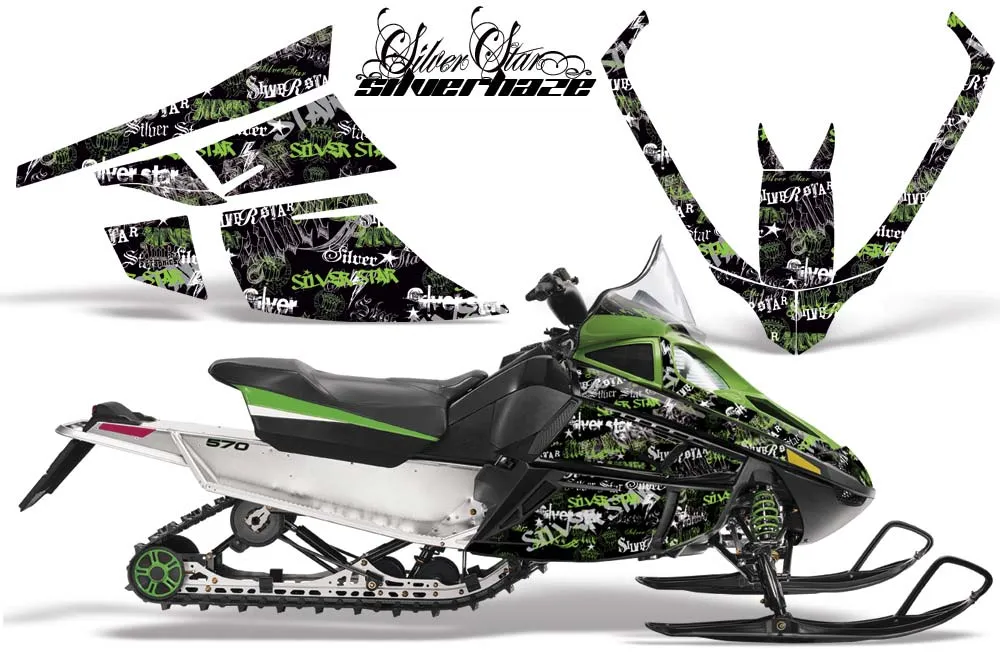 Arctic Cat F Z1 Series Sled Graphic Kit - All Years Silver Star - Silverhaze Green