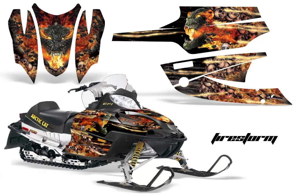 Arctic Cat Firecat F5 / F6 / F7 Sled Graphic Kit - 2003-2006 Firestorm Black