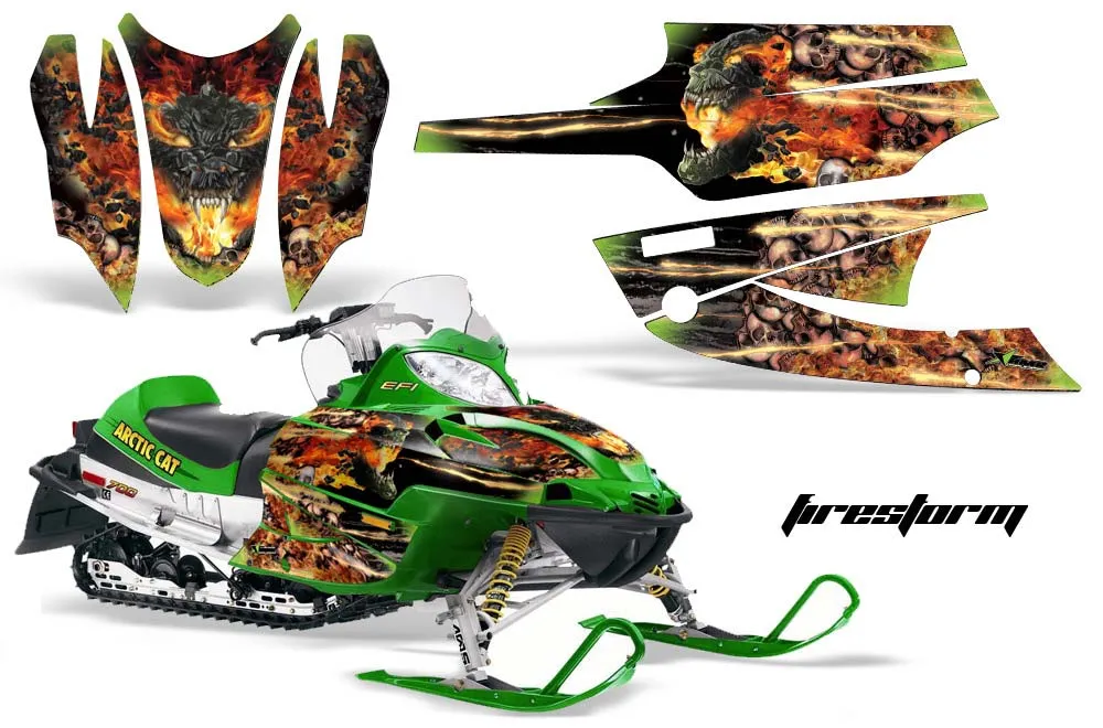 Arctic Cat Firecat F5 / F6 / F7 Sled Graphic Kit - 2003-2006 Firestorm Green