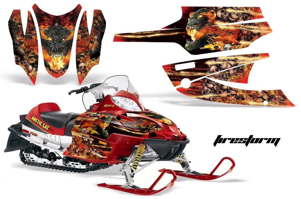 Arctic Cat Firecat F5 / F6 / F7 Sled Graphic Kit - 2003-2006 Firestorm Red