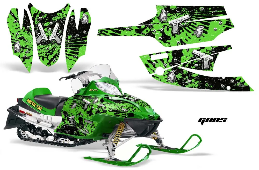 Arctic Cat Firecat F5 / F6 / F7 Sled Graphic Kit - 2003-2006 Guns Green