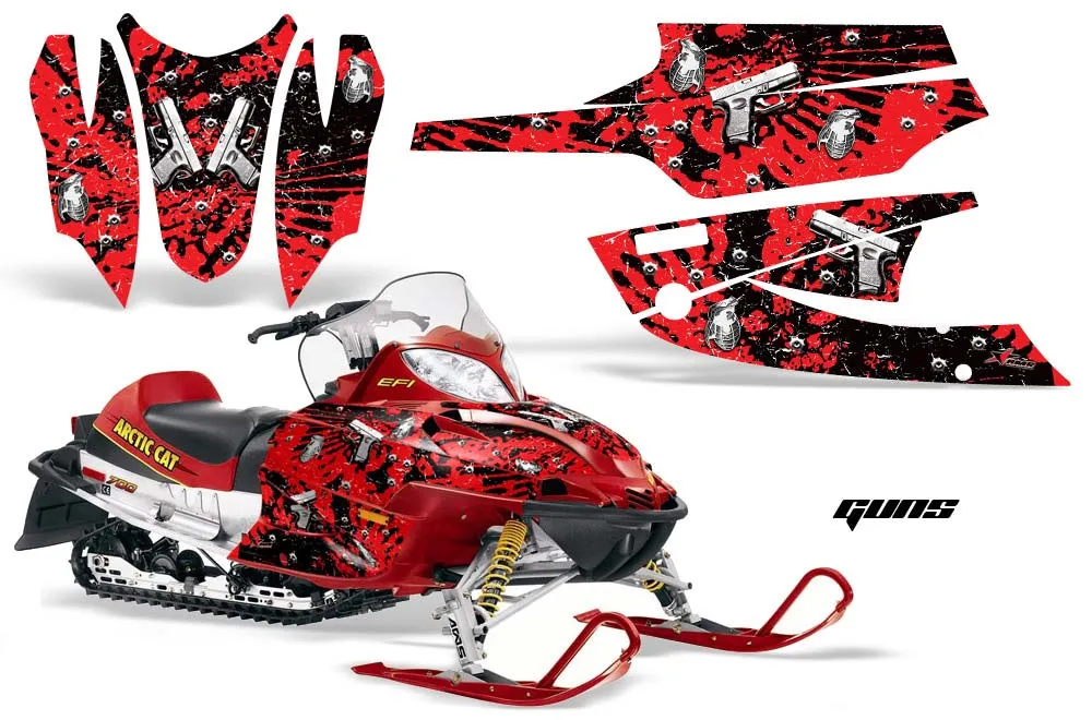 Arctic Cat Firecat F5 / F6 / F7 Sled Graphic Kit - 2003-2006 Guns Red