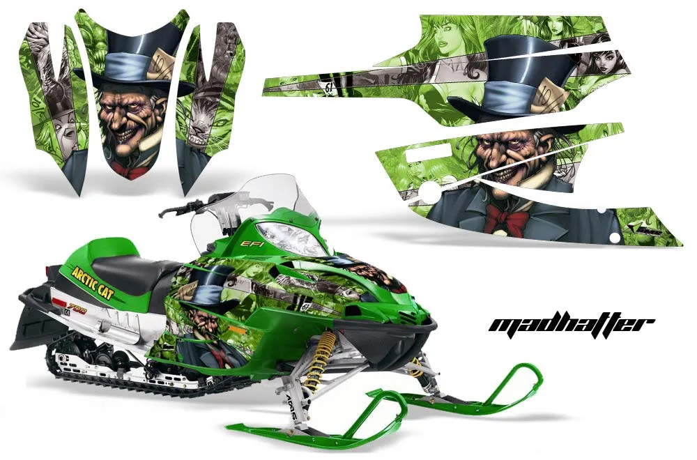 Arctic Cat Firecat F5 / F6 / F7 Sled Graphic Kit - 2003-2006 Mad Hatter Green