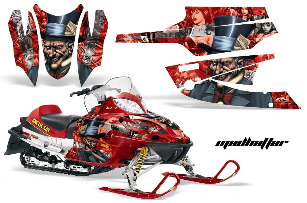 Arctic Cat Firecat F5 / F6 / F7 Sled Graphic Kit - 2003-2006 Mad Hatter Red