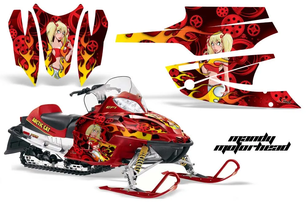 Arctic Cat Firecat F5 / F6 / F7 Sled Graphic Kit - 2003-2006 Motorhead Mandy Red