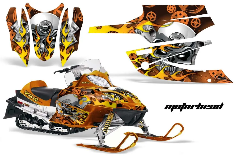 Arctic Cat Firecat F5 / F6 / F7 Sled Graphic Kit - 2003-2006 Motorhead Orange