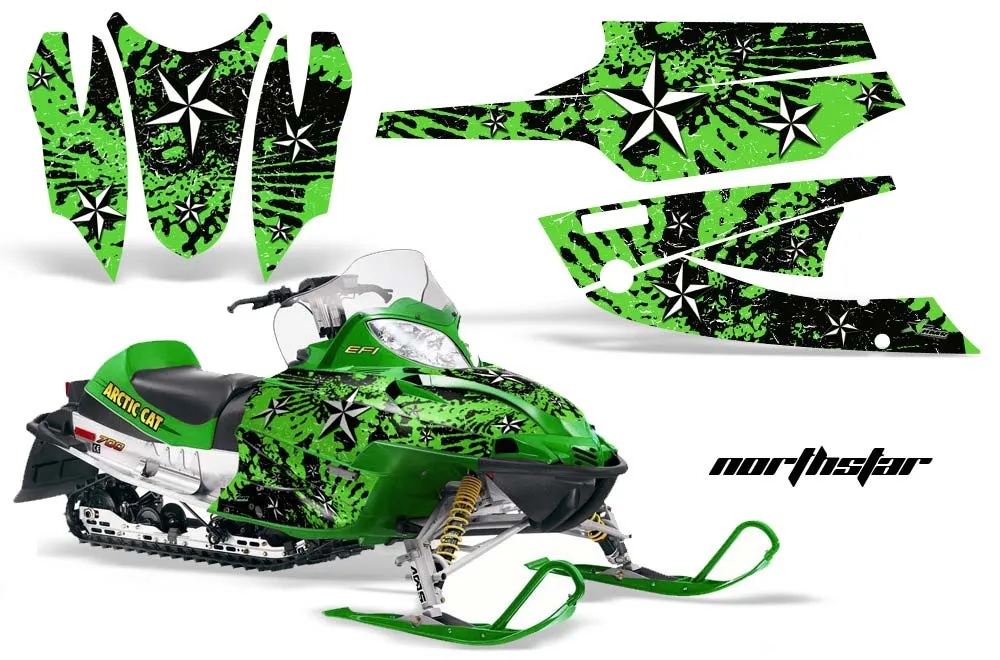Arctic Cat Firecat F5 / F6 / F7 Sled Graphic Kit - 2003-2006 North Star Green