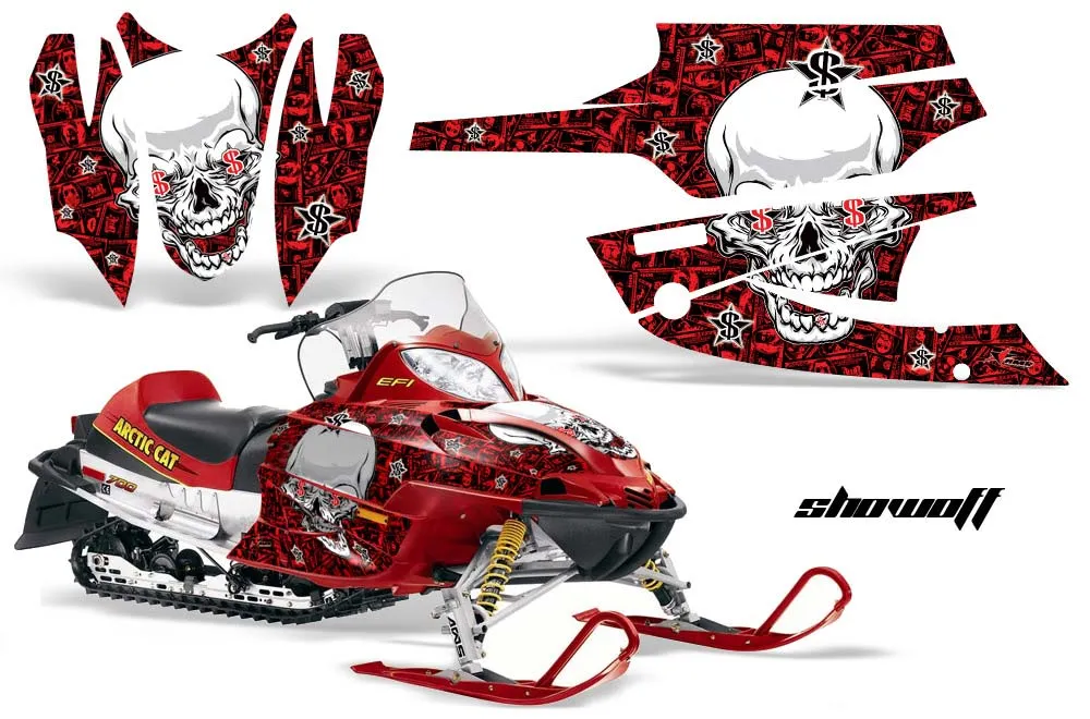Arctic Cat Firecat F5 / F6 / F7 Sled Graphic Kit - 2003-2006 Showoff Red