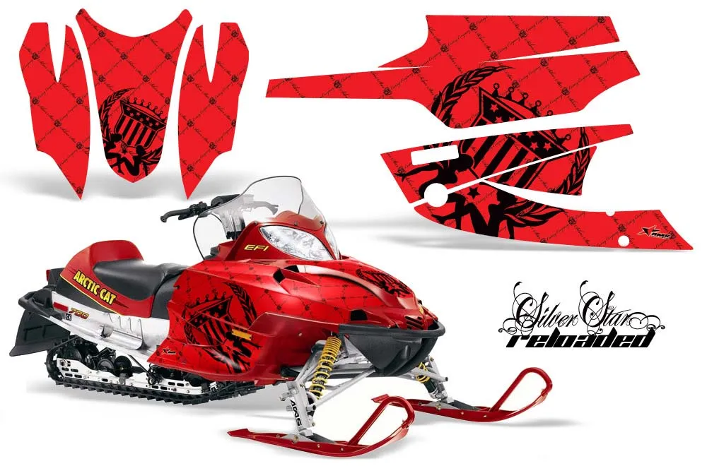 Arctic Cat Firecat F5 / F6 / F7 Sled Graphic Kit - 2003-2006 Silver Star - Reloaded Red