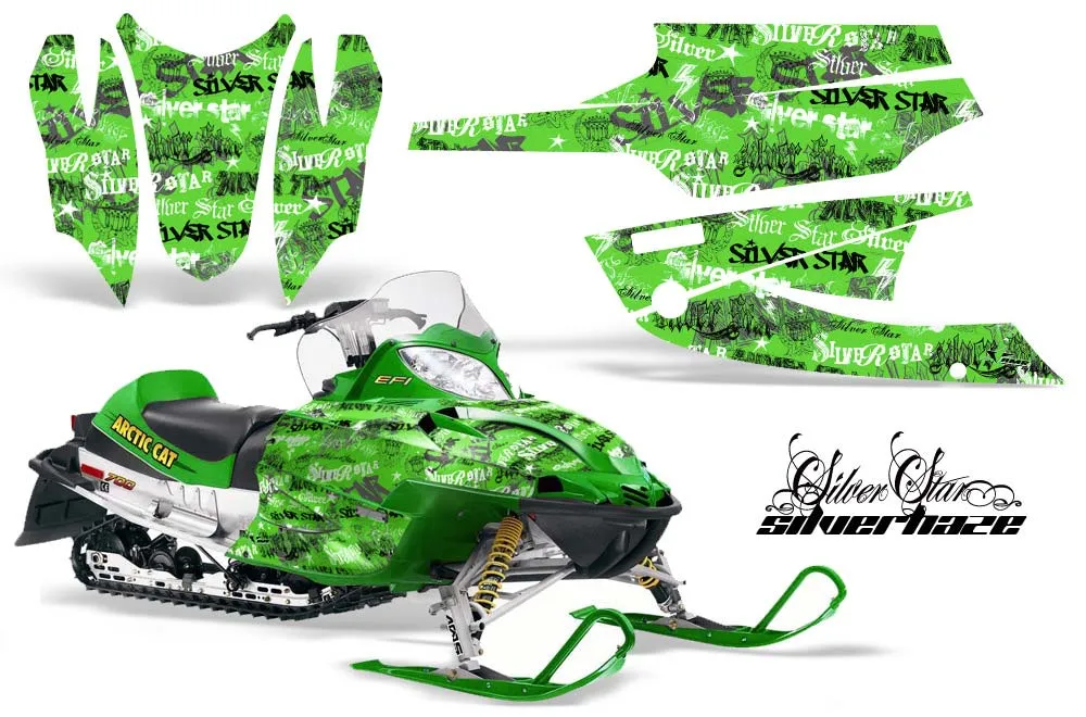 Arctic Cat Firecat F5 / F6 / F7 Sled Graphic Kit - 2003-2006 Silver Star - Silverhaze Green