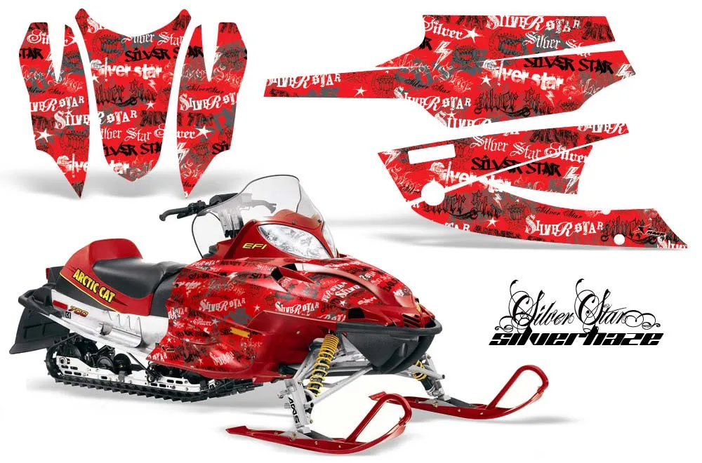 Arctic Cat Firecat F5 / F6 / F7 Sled Graphic Kit - 2003-2006 Silver Star - Silverhaze Red