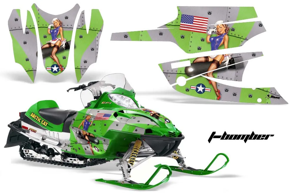 Arctic Cat Firecat F5 / F6 / F7 Sled Graphic Kit - 2003-2006 T Bomber Green