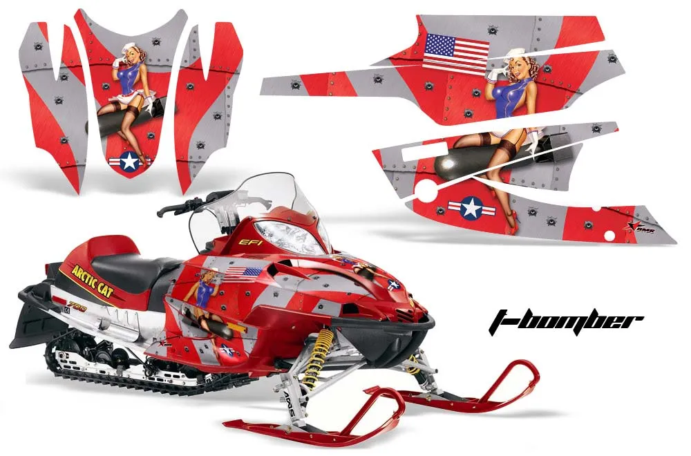 Arctic Cat Firecat F5 / F6 / F7 Sled Graphic Kit - 2003-2006 T Bomber Red