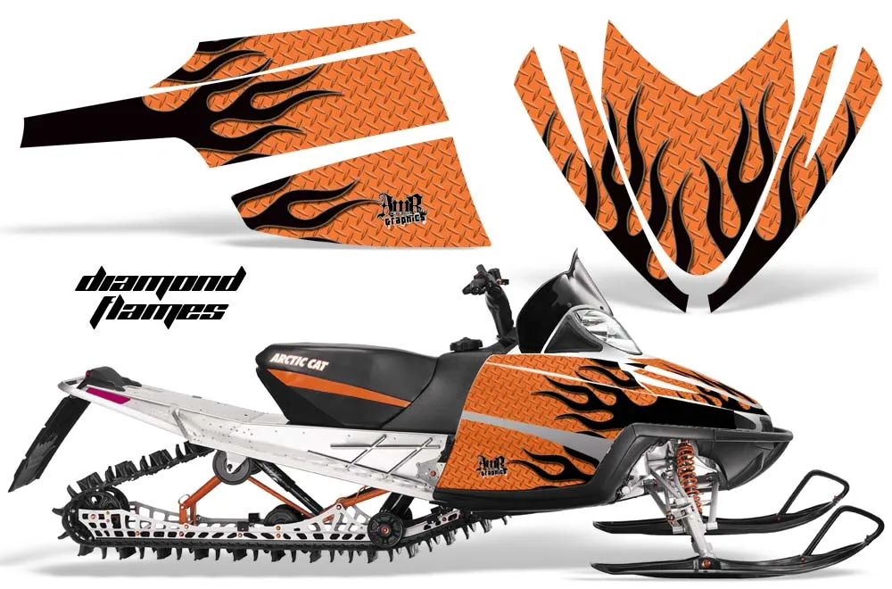 Arctic Cat M Series / Crossfire Sled Graphic Kit - All Years Diamond Flames Orange