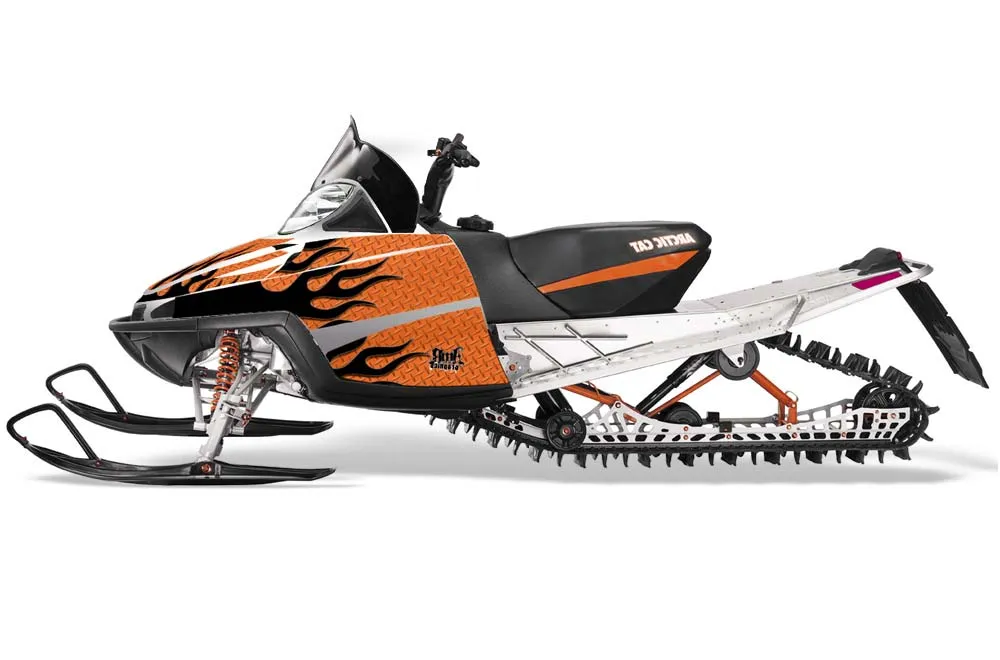 Arctic Cat M Series / Crossfire Sled Graphic Kit - All Years Diamond Flames Orange