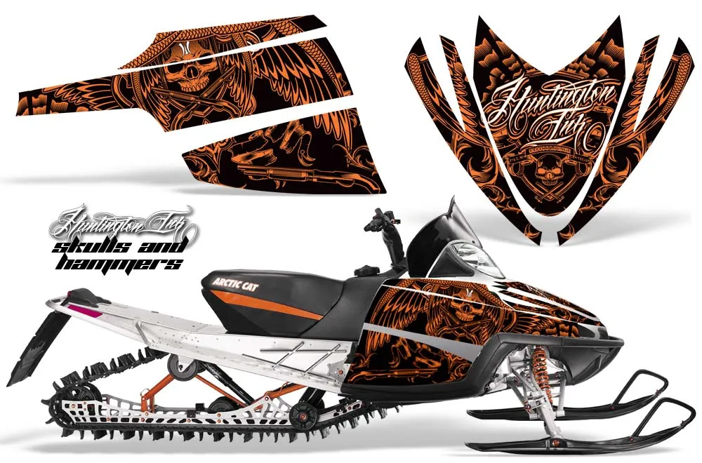 Arctic Cat M Series / Crossfire Sled Graphic Kit - All Years Skulls N Hammers Orange