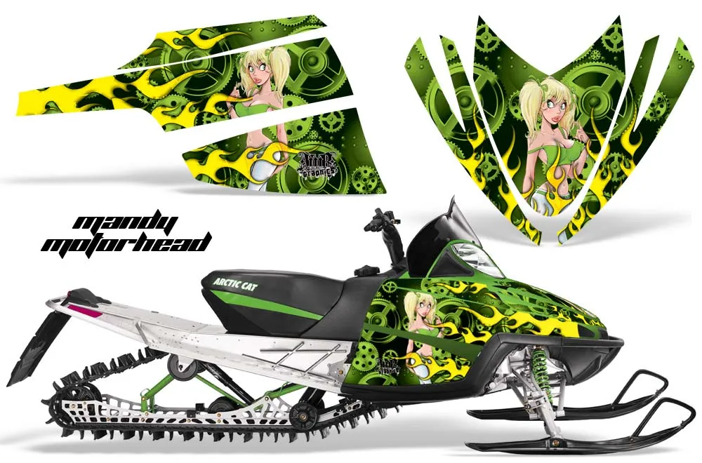 Arctic Cat M Series / Crossfire Sled Graphic Kit - All Years Motorhead Mandy Green
