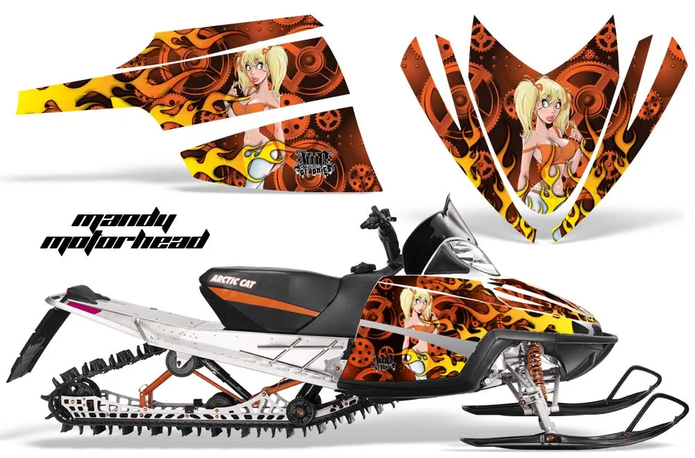 Arctic Cat M Series / Crossfire Sled Graphic Kit - All Years Motorhead Mandy Orange